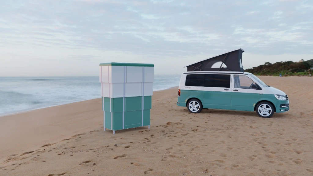 Vanloo mobile Kabine an sandigem Strand